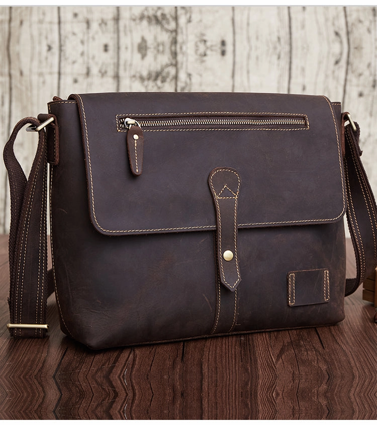 Functional Comfort Versatile Design Vintage Leather Men Cool Messenger Bag Shoulder Bag CrossBody Bag For Men