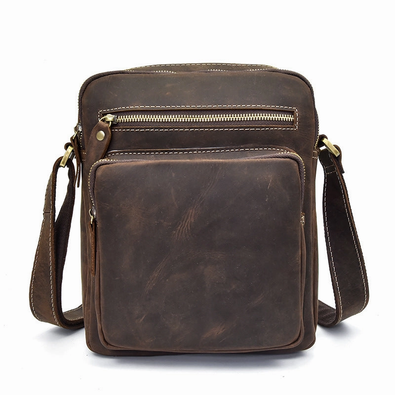 Vintage Leather Men Cool Messenger Bags Shoulder Bag CrossBody Bags For Men Urban Adventure