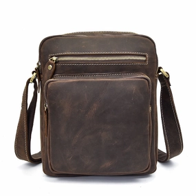 Vintage Leather Men Cool Messenger Bags Shoulder Bag CrossBody Bags For Men Urban Adventure
