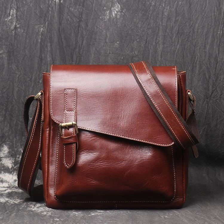 Urban Journey Vintage Leather Men's Small Side Bag Vertical Messenger Bag Shoulder Bag For Men