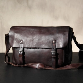 Vintage Leather Mens Cool Messenger Bag Shoulder Bag Crossbody Bag for Men City Adventure