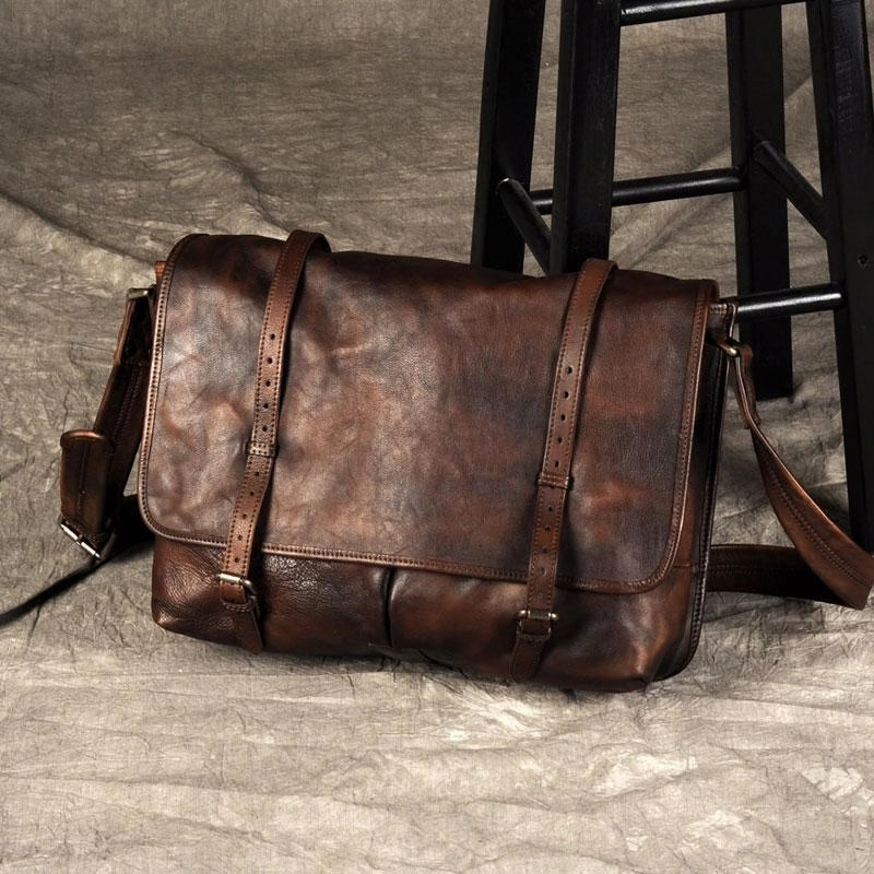Portable Organizer Smart Storage Vintage Leather Mens Cool Messenger Bag Shoulder Bags for men