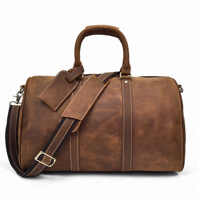 Vintage Leather Mens Large Weekender Bag Travel Bag Duffle Bag Road Packing Hassle-Free Carrying