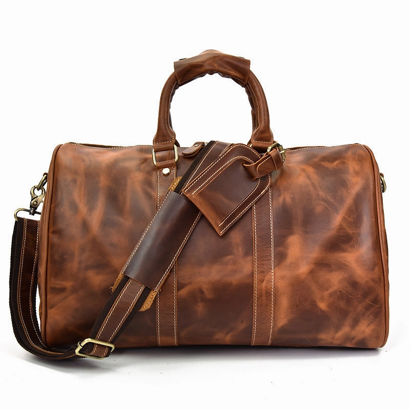 Travel Friendly Shoulder Carry Vintage Leather Mens Large Weekender Bag Travel Bag Duffle Bag