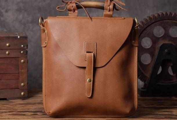 Vintage leather mens Small Messenger bag Shoulder Laptop bag Briefcases Practical Design Contemporary Touch