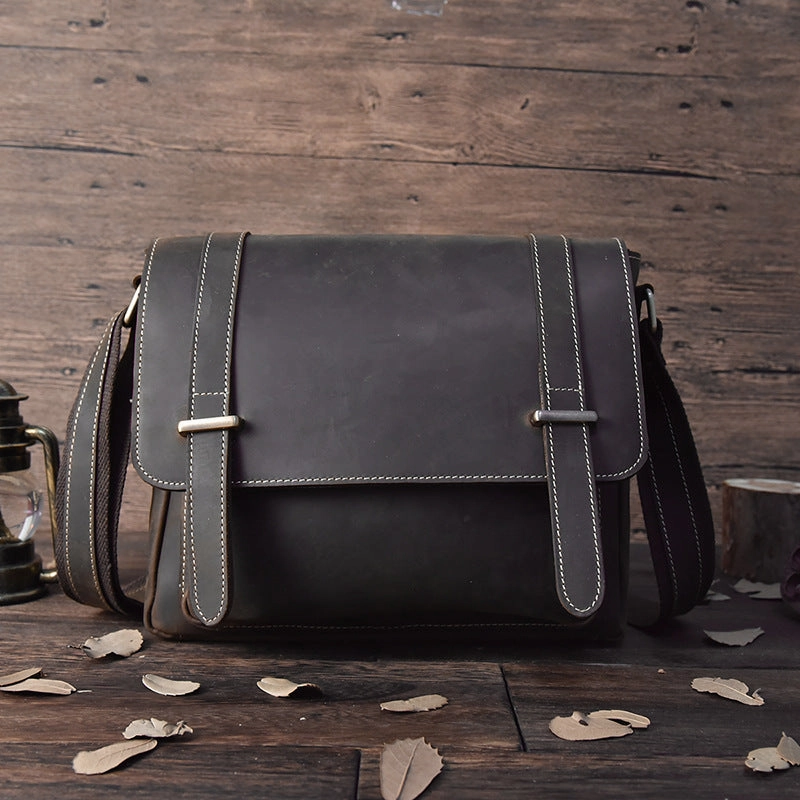 Vintage Leather Messenger Bag Shoulder Bag CrossBody Bag For Men Daily Carry Gear