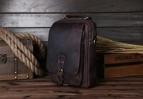 Everyday Reliability Vintage Leather Small Handbag Messenger Bag Shoulder Bag For Men