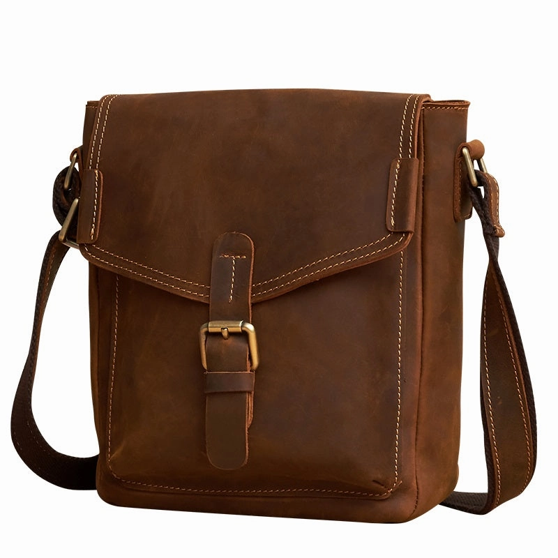 Vintage Leather Small Messenger Bag Shoulder Bag Crossbody For Men Daily Utility Outdoor Travel