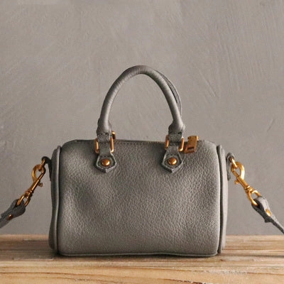 Vintage LEATHER WOMEN Mini Boston Handbag Purse SHOULDER BAG Purses FOR WOMEN Weekend Bag