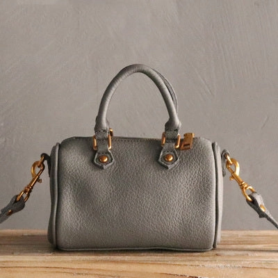 Sleek Shape Vintage LEATHER WOMEN Mini Boston Handbag Purse SHOULDER BAG Purses FOR WOMEN