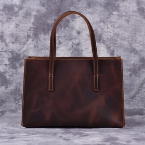 Vintage LEATHER WOMENs Brown Handbag Stylish Shoulder Tote Purse FOR WOMEN Elegant Utility