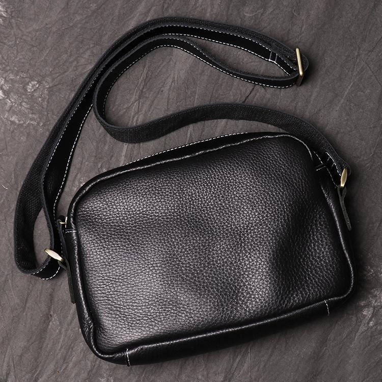 Vintage Small Brown Leather Men's Side Bag Black Courier Bag Messenger Bag For Men Practical Companion Compact accessory