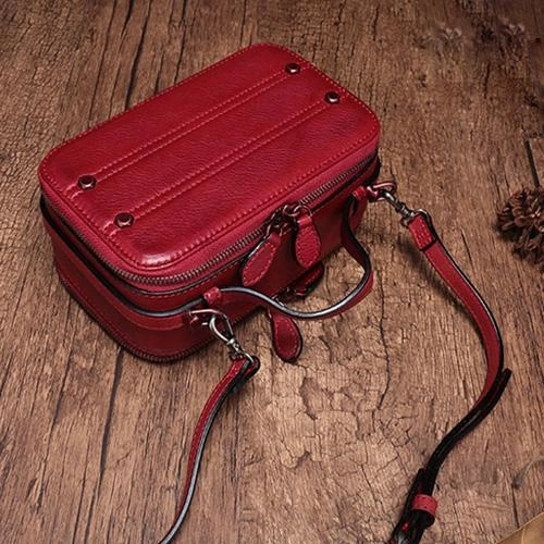 Travel Organizer Street Outfit Vintage Small Womens Leather Brown Handbag Cube Box Small Red Leather Shoulder Bag for Men