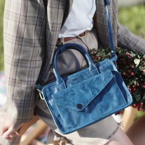 Sleek Line Design Simplicity Vintage Women's Leather Satchel Brown Handbags Square Tan Crossbody Bag Purse