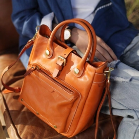 Trendy shoulder accessory Elegant Function Vintage Womens Brown Leather Vertical Handbag Tote Green Satchel Purse Women's Shopper Handbags