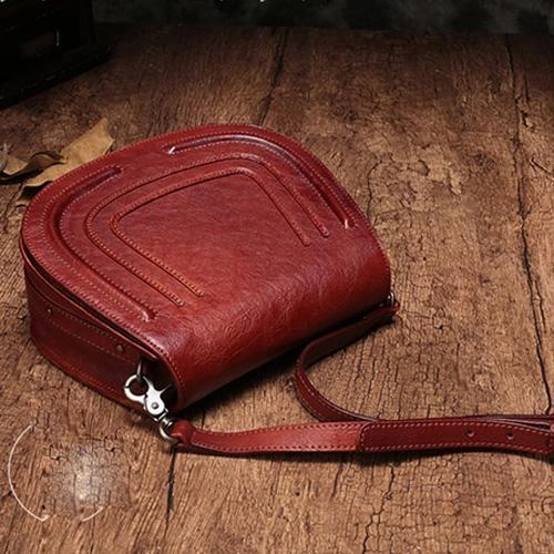 Vintage Womens Coffee Leather Saddle Handbag Vintage Style Shoulder Purses for Ladies Contemporary Classic