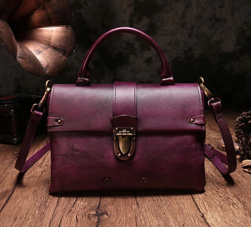 Vintage Womens Green Leather Satchel Handbags Purse Shoulder Crossbody Bags for Ladies Stylish Everyday