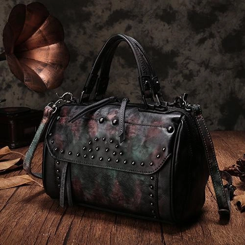 Luxurious designer handbag Innovative Vision Vintage WOmens Leather Handbags Studded Work Bag Vintage Leather Shoulder Purses
