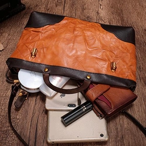 Elegant Street Pastel Blue Vintage Womens Leather Square Handbag Purses Tan Handbag Shoulder Purse for Ladies