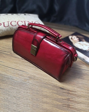 Vintage Womens Red Leather Doctor Handbag Purses Vintage Handmade Doctor Crossbody Purse for Women School campus Practical travel bag