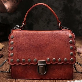 Shoulder Fit Affordable option Vintage Womens Red Leather Handbags Purse Satchel Handbags Shoulder Crossbody Bags for Ladies