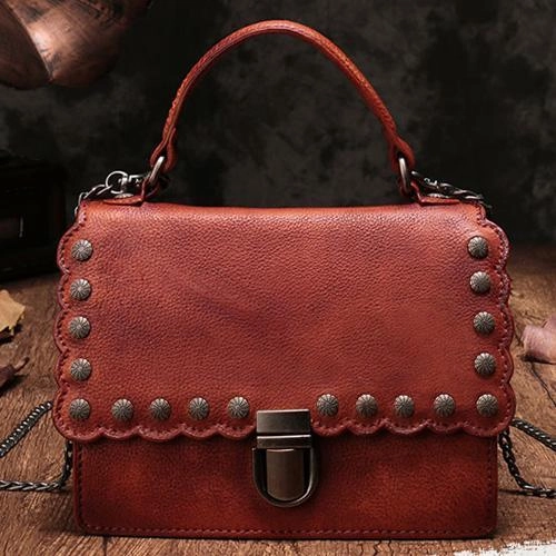 Lightweight Bag Vintage Womens Red Leather Handbags Purse Satchel Handbags Shoulder Crossbody Bags for Ladies