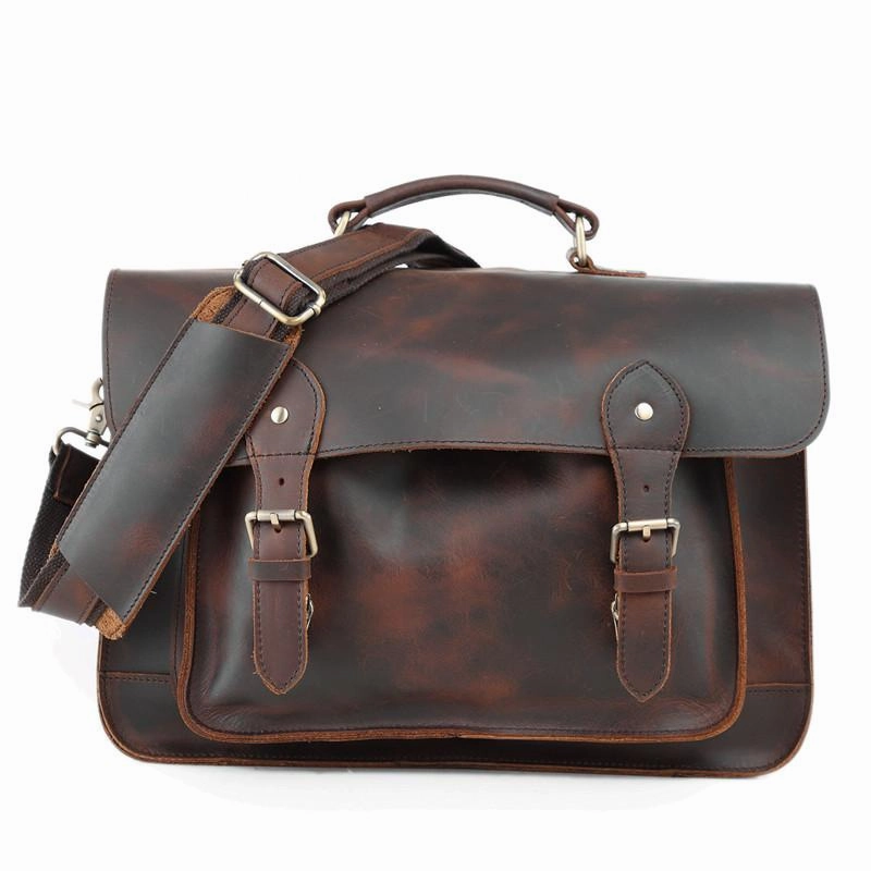 Simple Form Vitnage Brown Leather Men's Camera Messenger Bag SLR SIDE BAG Camera Handbag For Men