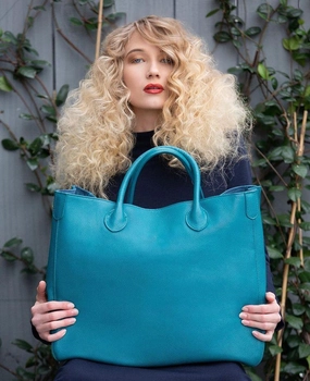 Weatherproof Shell Teal Blue Large Leather Tote Bag, Cowhide Leather Bag, Lady Fashion Bag, Leather Weekend Bag, Women Must-Have Bag, Designer Bag, Gift