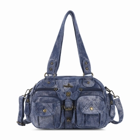 Keeps all your essential items securely in one place Convenient compartments keep your items neatly organized and accessible Washed Leather  denim design Handbag Unique Style For Women Crossbody Bag