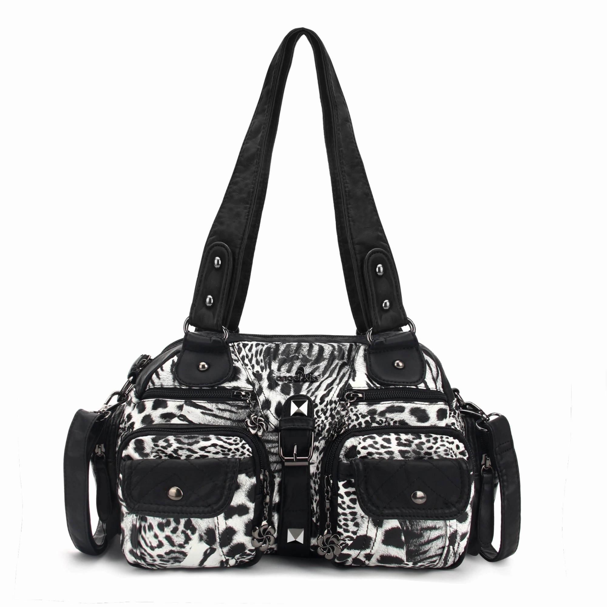 Practical for busy individuals who prefer hands-free convenience Washed Leather  Leopard print waterproof Handbag Unique Style For Women shoulder bag
