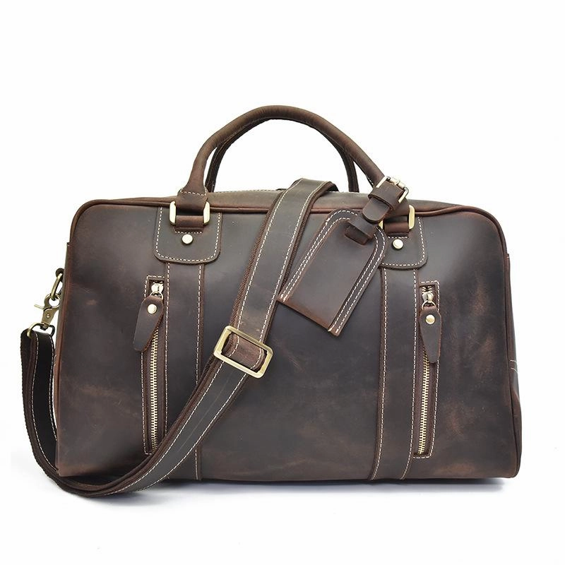 Cool Leather Mens Weekender Bags Travel Bags Duffle Bags Holdall Bags for men Outdoor Commuting