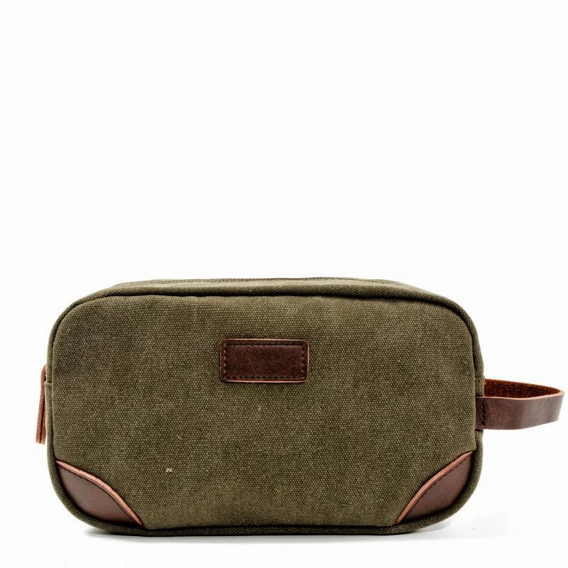 Waxed Canvas Leather Mens Women's Cosmetic Bag Clutch Bag Handbag Storage Bag Wash Bag For Men Casual Aesthetic Design Vision