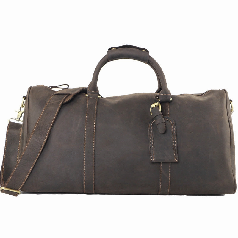 Camping Skills Vintage Leather Mens Large Weekender Bags Cool Travel Bag Duffle Bag for Men