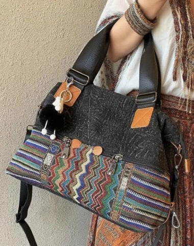 Comfortable Grip Women Gray Canvas Ladies Handbags Boho Crossbody Bag Boho Handbag Canvas Boho Shoulder Bag