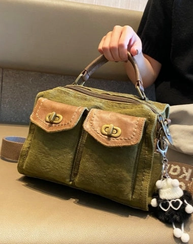 Compact Utility Design Quick Accessory Women Green Canvas Convertible Handbag Crossbody Bag With outside Pockets Canvas Convertible Backpack Shoulder Bag