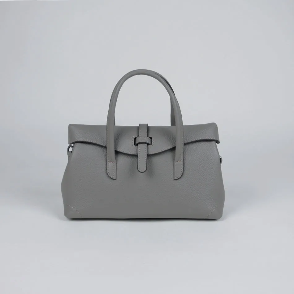 Minimal Look Daily Look Womens Gray Work Leather Handbag Purse Leather Gray Work Shoulder Bag Handbag Purse for Ladies