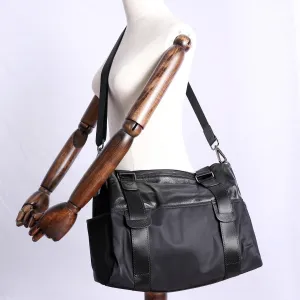 Womens Nylon Leather Shoulder Travel Bag Womens Black Nylon Gym Purse Nylon Duffle Handbag Purse for Ladies Soft-touch work tote Design Precision