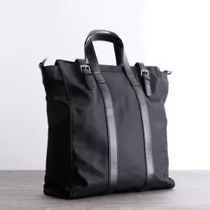 Womens Nylon Leather Tote Handbag Vertical Womens Black Nylon Shoulder Travel Purse Nylon Work Purse for Ladies Smooth Surface