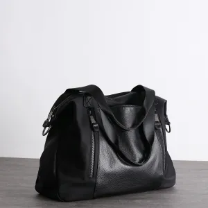 Womens Nylon Leather Work Handbags Mens Black Nylon 14'' Laptop Shoulder Purse for Ladies Global Trend