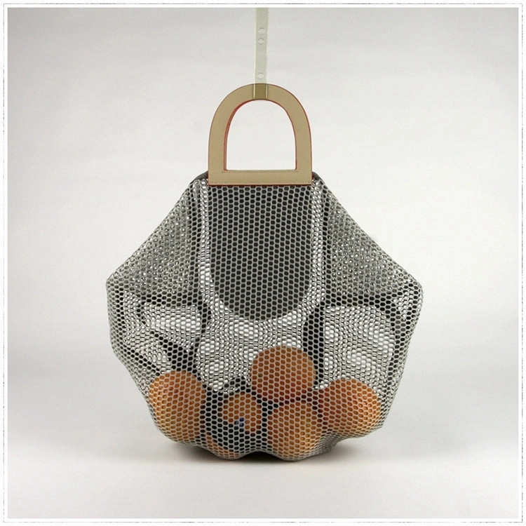 Womens Blue Net Polyester Leather Tote Handbag Purse Polyester Tote Shoulder Bag Purse for Ladies Adjustable Strap