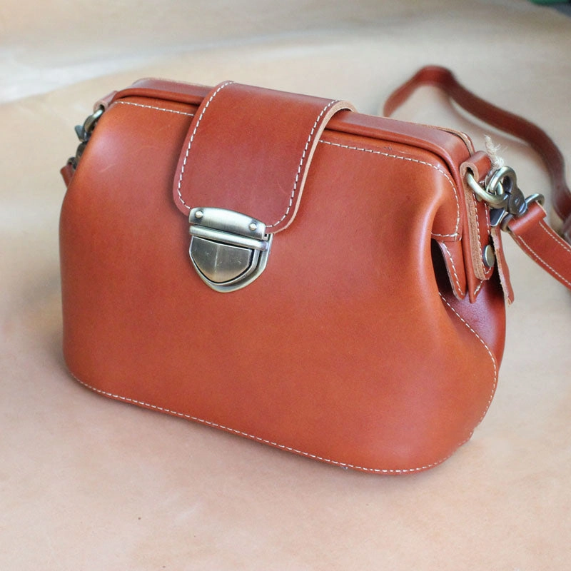 Daily Utility Soft Feel Womens Brown Leather Doctor Shoulder Purses Brown Doctor Crossbody Purses for Women