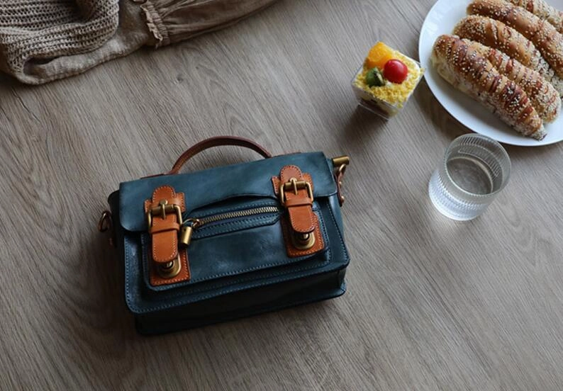 Urban Chic Customizable style Womens Coffee Small Leather Satchel Crossbody Bag Vintage School Handbag Shoulder Bag for Ladies