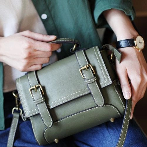 Smart commuting purse Smart Companion Womens Fashion GreenLeather Mini Satchel Shoulder Bag Purse Green Handbag Satchel Crossbody Bag