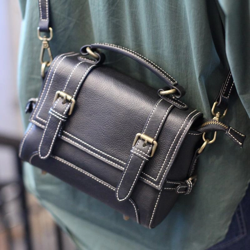 Womens Fashion GreenLeather Mini Satchel Shoulder Bag Purse Green Handbag Satchel Crossbody Bag Stylish Organizer Minimal Look