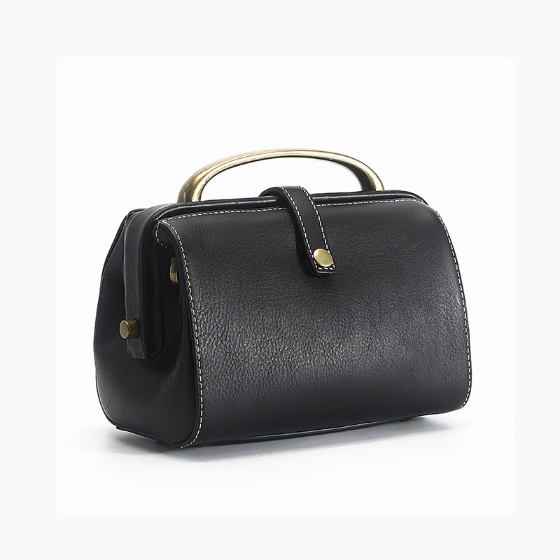 Womens Gray Leather Doctor Handbag Purses Classic Gray Doctor Crossbody Purse for Women Refined Fabric Modern Woman