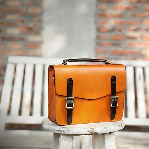 Womens Handmade Coffee Leather Satchel Handbag Cambridge Structured Satchel Shoulder Purse Luxury Leather Minimal Innovation