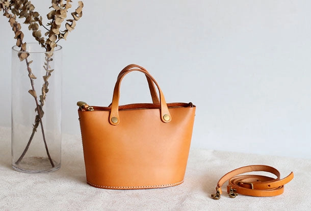 Sophisticated Design Light Carry Womens Leather Bucket Bag Shopper Bag Leather Handbag Shoulder Bag for Women