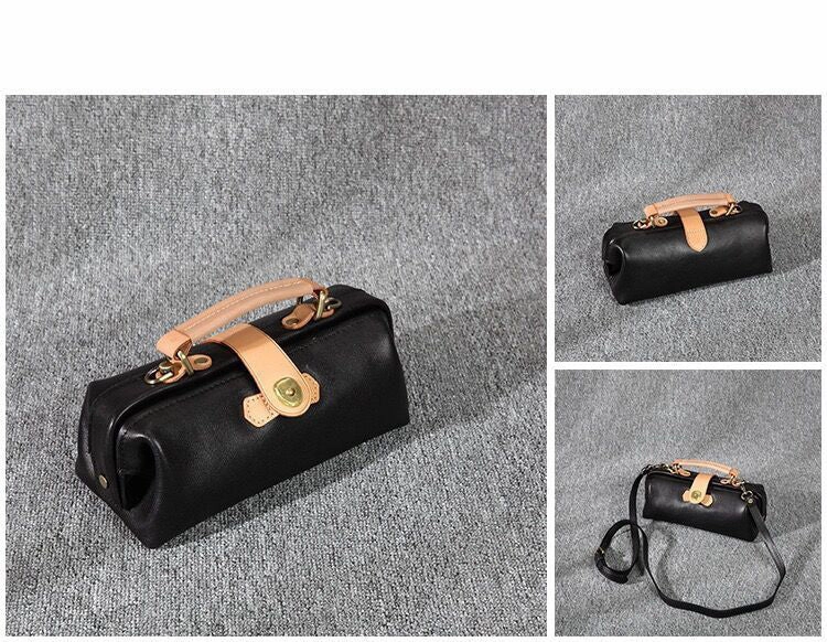 Minimal Carry Premium Look Womens Leather Mini Doctor Handbag Purses Classic Doctor Crossbody Purses for Women