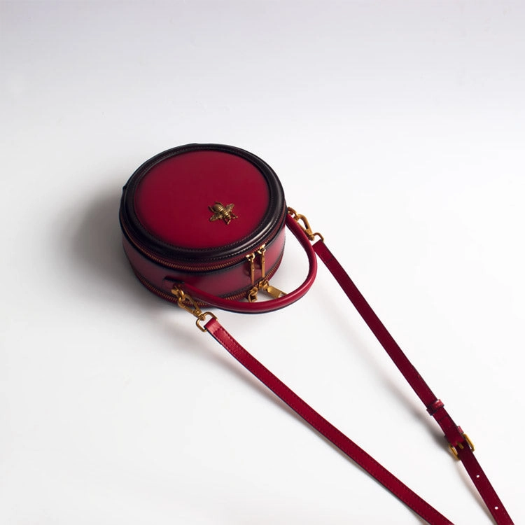 Womens Leather Small Round Handbag Crossbody Purse Round Shoulder Bag for Women Season Highlight Modern Refinement