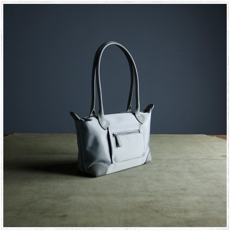 Womens Light Gray Nylon Shoulder Tote Small Light Gray Nylon Handbag Purse for Ladies Versatile Look